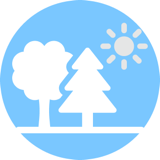 Trees-and-sun icon — Repeatedly voted for green space and parks over new developments